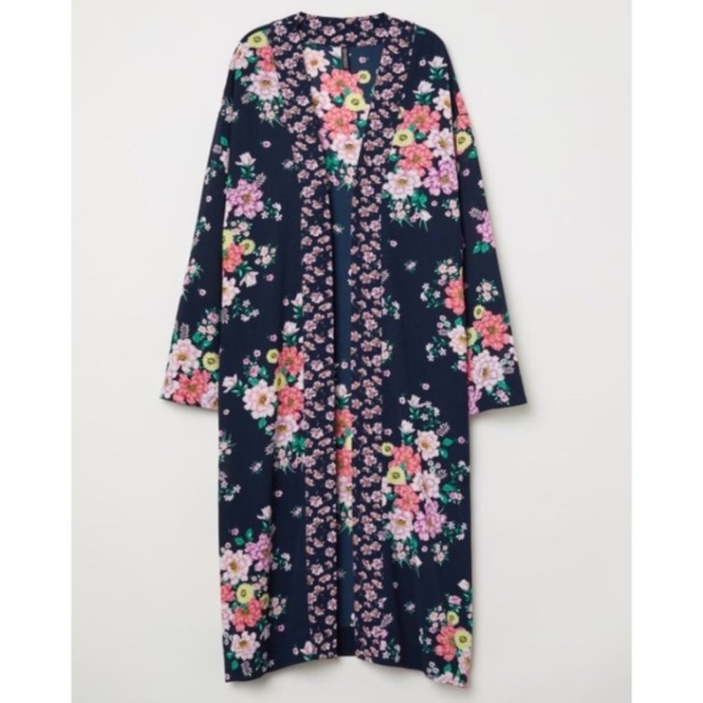 H&M Kimono Duster Floral Navy